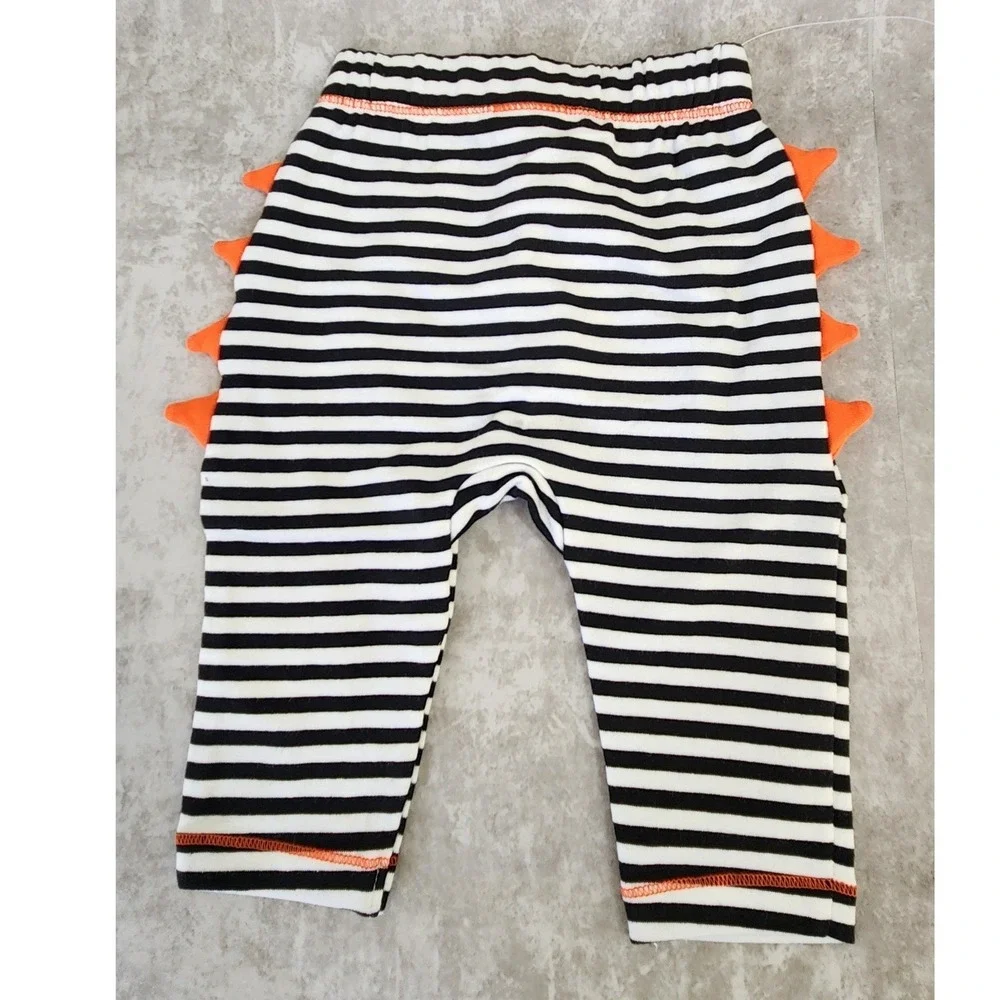 Cat & Jack Milk Monster Halloween Outfit Baby 3-6M Black Orange NWT Dino Spikes